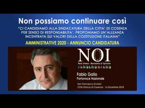 Fabio Gallo Portavoce Nazionale: Annuncio Candidatura Amministrative 2020 Cosenza