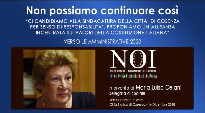 Intervento di Maria Luisa Celani Delegata alle Politiche Sociali