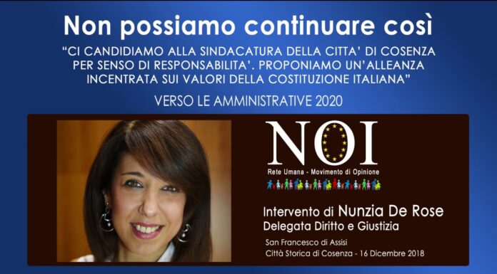Intervento di Nunzia De Rose Delegata Diritto e Giustizia